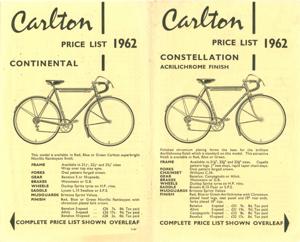 Raleigh Carlton 1962 PriceList