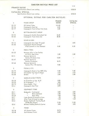 Raleigh Carlton 1962 USMarketPriceList