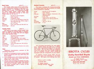 Serotta Cycles Info Sheet (Undated)