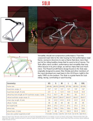Softride Solo Model Spec Sheet