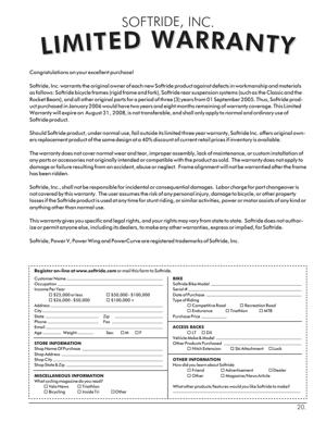 Softride Warranty (2006 edition)