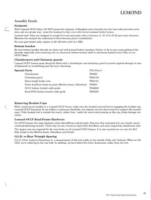 LeMond 1997 Spec Manual