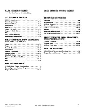 LeMond 2002 Spec Manual