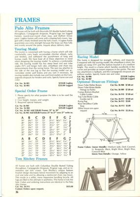 Ritchey 1979 Palo Alto Bicycles Catalog Excerpt