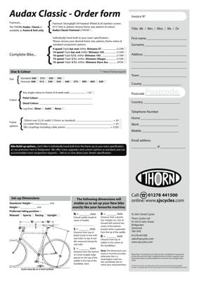 Thorn c2006 Audax Classic Spec Sheet